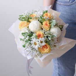 Yellow series classy mix fresh flower bouquet by AfterRainFlorist