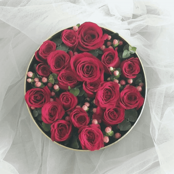 Red Roses Fresh Flower Box by AFTERRAINFLORIST