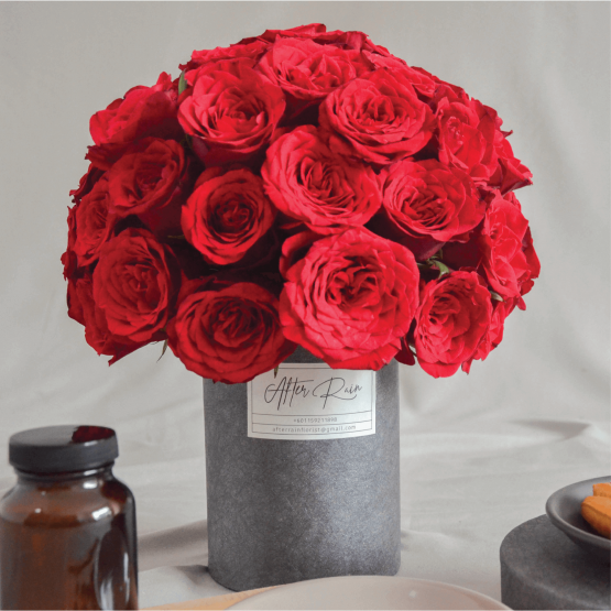 Elegant Red Rose with Classic Style Flower Box by AFTERRAINFLORIST
