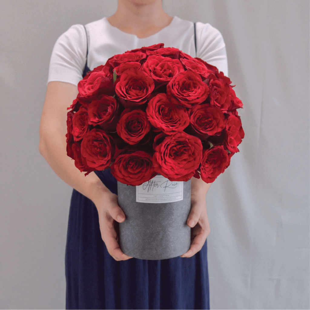 Elegant Red Rose with Classic Style Flower Box by AfterRainFlorist, PJ Flower Delivery