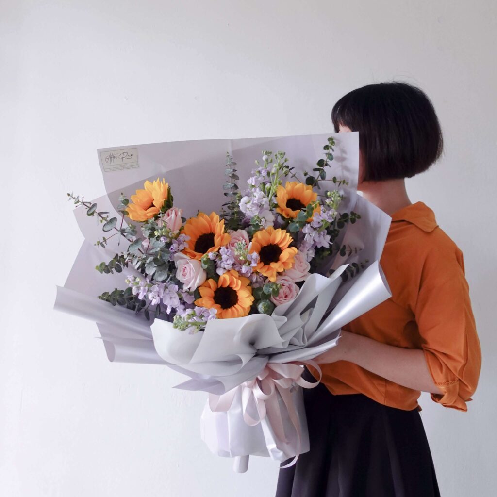 Happy Romantic Valentine's Day 2022 Sunflower Mix Flower Bouquet by AfterRainFLorist, PJ (Malaysia) online Florist,KL & Selangor / Klang Valley Flower Delivery Service