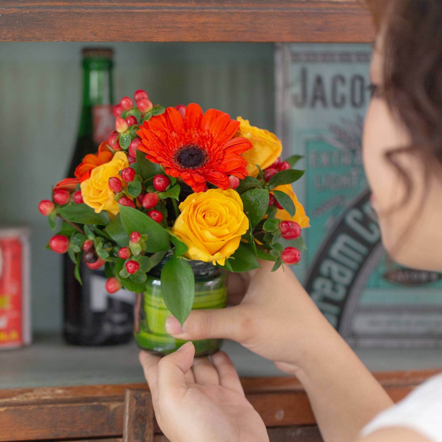 Fresh Flower on Glass Vase by AFTERRAINFLORIST