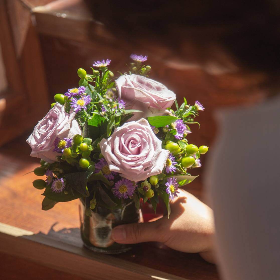 Fresh Flower on Glass Vase by AFTERRAINFLORIST