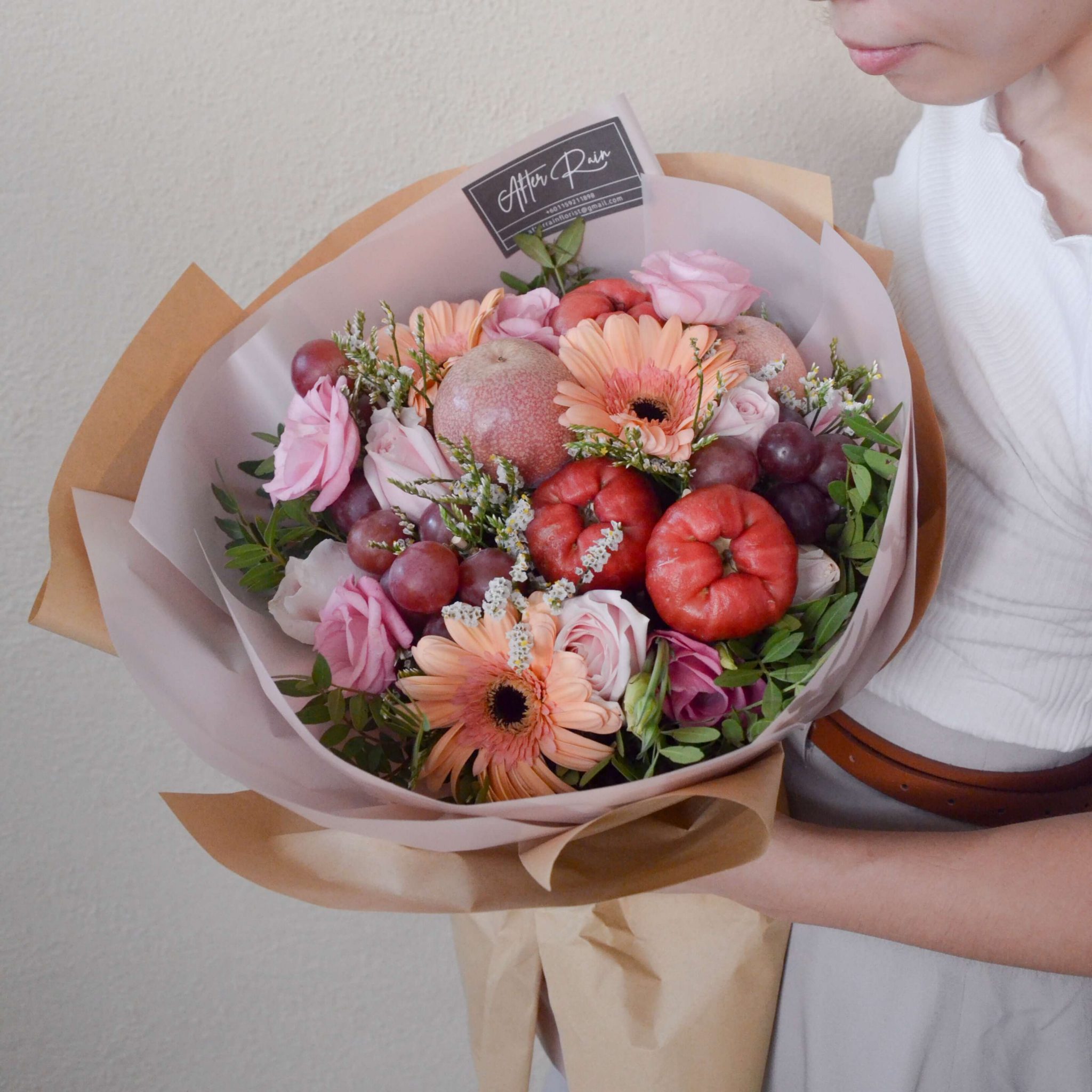 Pink Series - Delicate Pink Buah Bouquet by AFTERRAINFLORIST