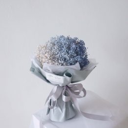 Dried Baby Breath Bouquet Sprayed in Shades of Blue by AFTERRAINFLORIST