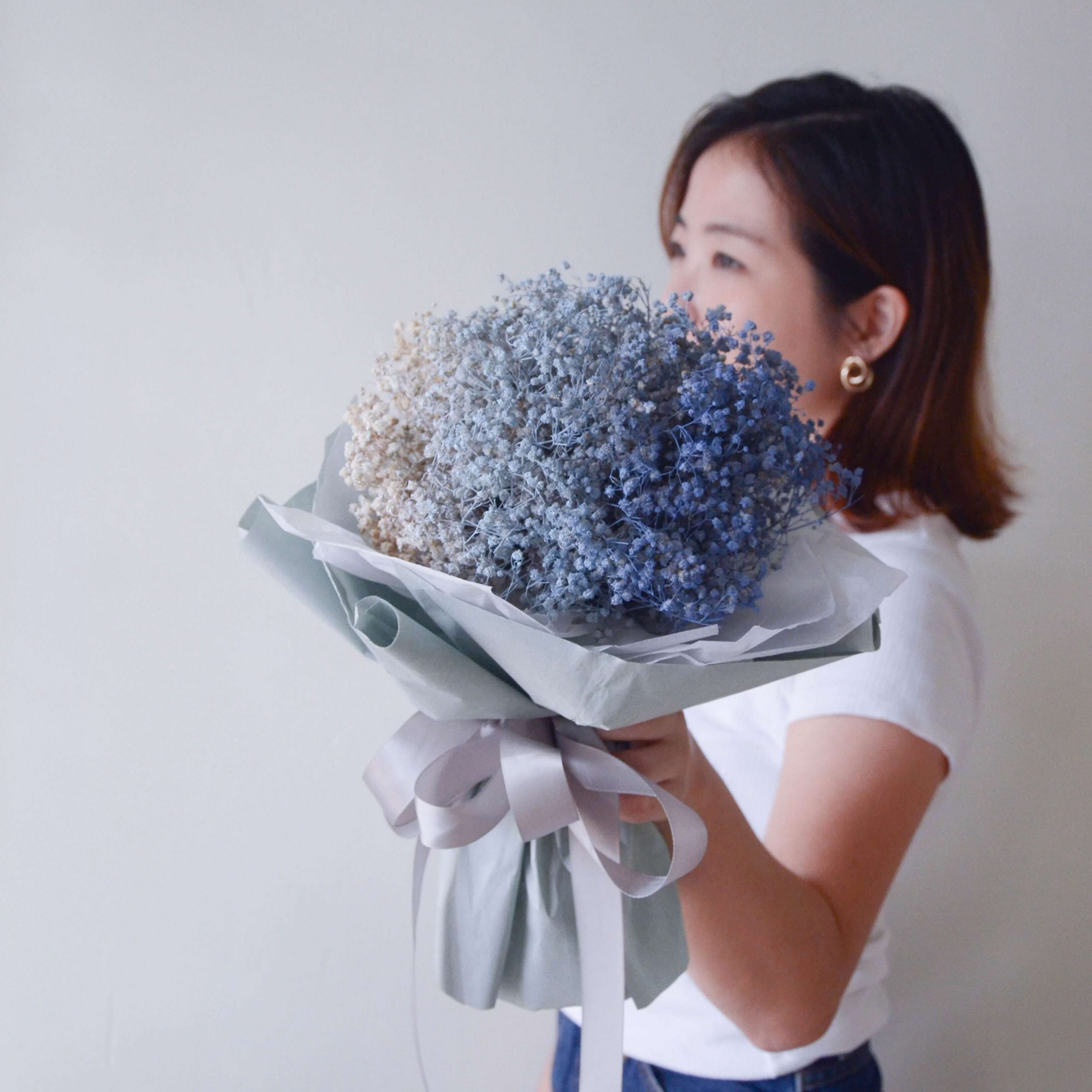 Piplup Dried Flower Bouquet by AFTERRAINFLORIST Dried Baby Breath Bouquet Sprayed in Shades of Blue by AFTERRAINFLORIST