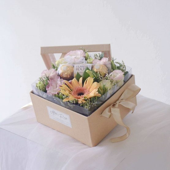 Flower Box with Ferrero Rocher by AFTERRAINFLORIST