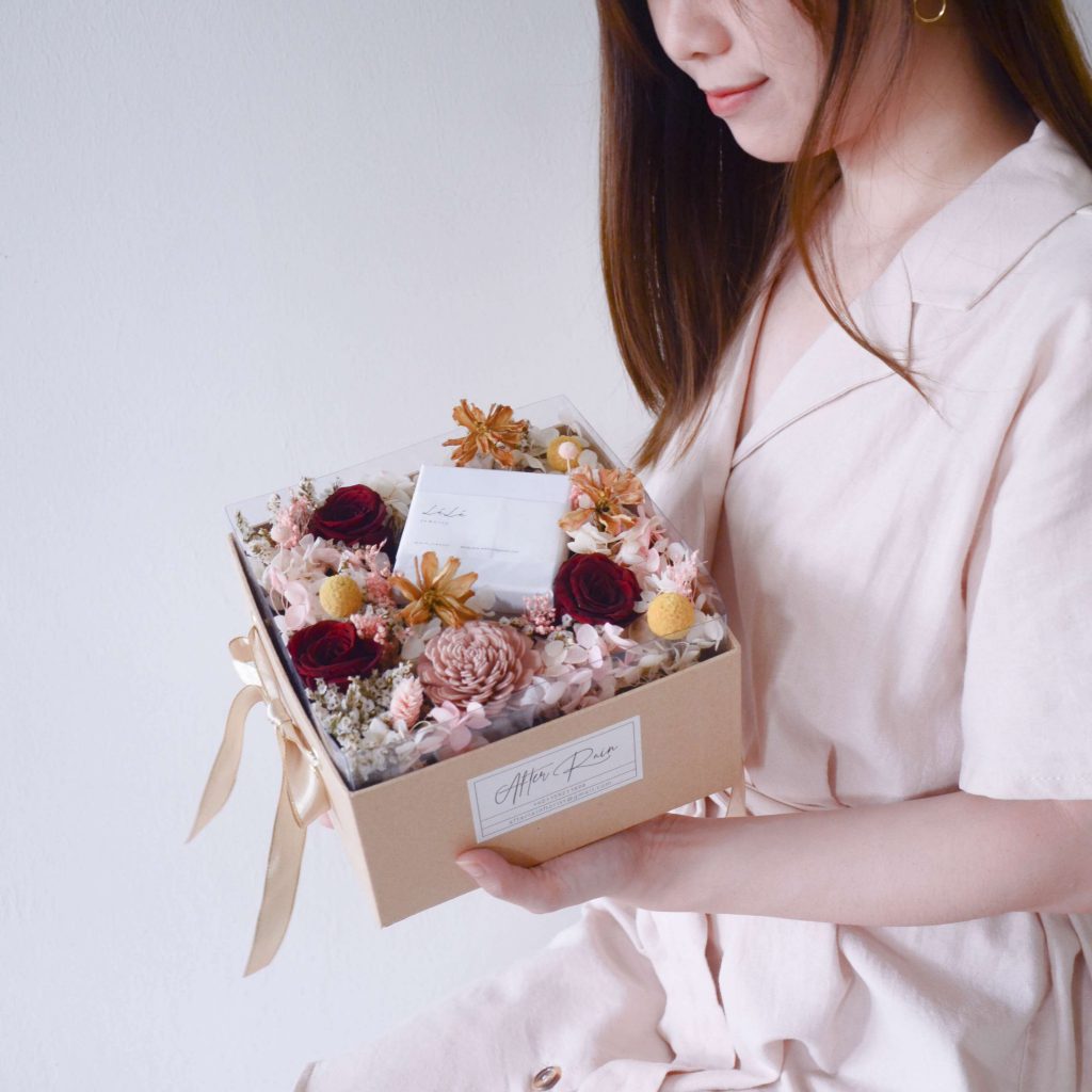 everlasting flower gift box with lele jewellery collaboration by AfterRainFlorist, PJ Flower Delivery
