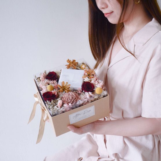 Preserved flower box with lele jewelry collaboration by AfterRainFlorist, PJ Flower Delivery