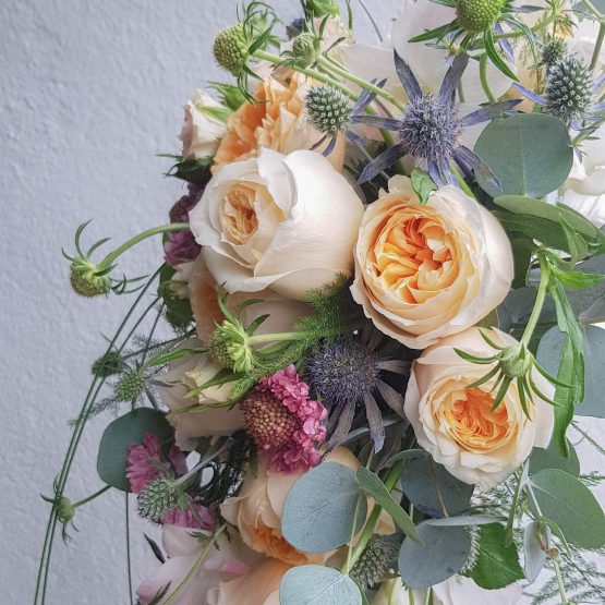 Fresh Cascading Bridal Bouquet by AfterRainFlorist