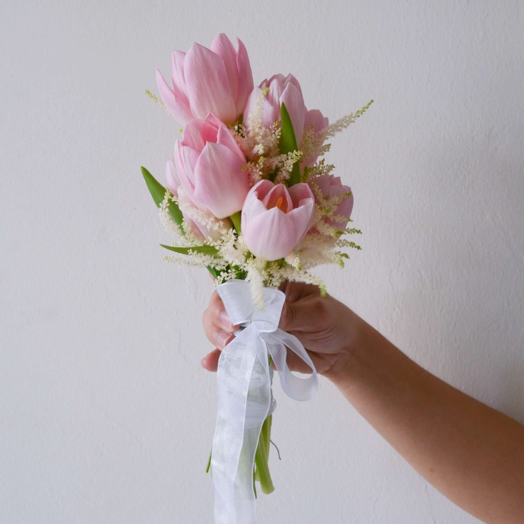 Mini Fresh Pink Tulip wedding flower by AFTERRAINFLORIST, PJ Florist