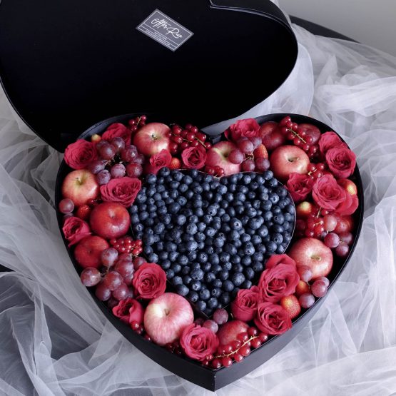 Heart Shape Premium Healthy Gift Fresh Flower Fruit Box by AfterRainFlorist, PJ Florist, KL & Selangor(Klang Valley) Flower Delivery Service