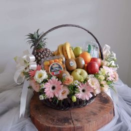 Full of Vitamin gift, Happy yet Fresh & Healthy Fruit & Flower basket gift by AfterRainFlorist, PJ Florist, KL & Selangor(Klang Valley) Flower Delivery Service