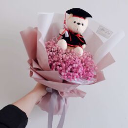 Baby Graduation Bear Fresh Flower wrapping bouquet by AfterRainFlorist, PJ Florist, KL & Selangor(Klang Valley) Flower Delivery Service