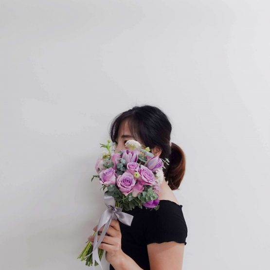 Voilet Tulip, Fresh Flower Round Bridal Bouquet by AfterRainFlorist, PJ Florist, KL & Selangor(Klang Valley) Flower Delivery Service