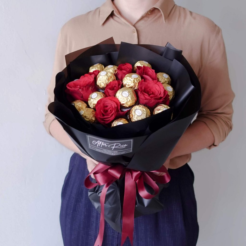 Classic style, Ferrero Rocher Premium Red Rose Bouquet by AfterRainFLorist, Pj(Malaysia) Florist,KL & Selangor Flower Delivery Service