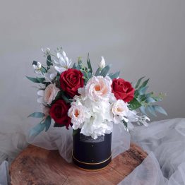 Perfect Silk (Artificial, Faux, Long Lasting) Flower Box with Balloon by AfterRainFLorist, Pj(Malaysia) Florist,KL & Selangor Flower Delivery Service