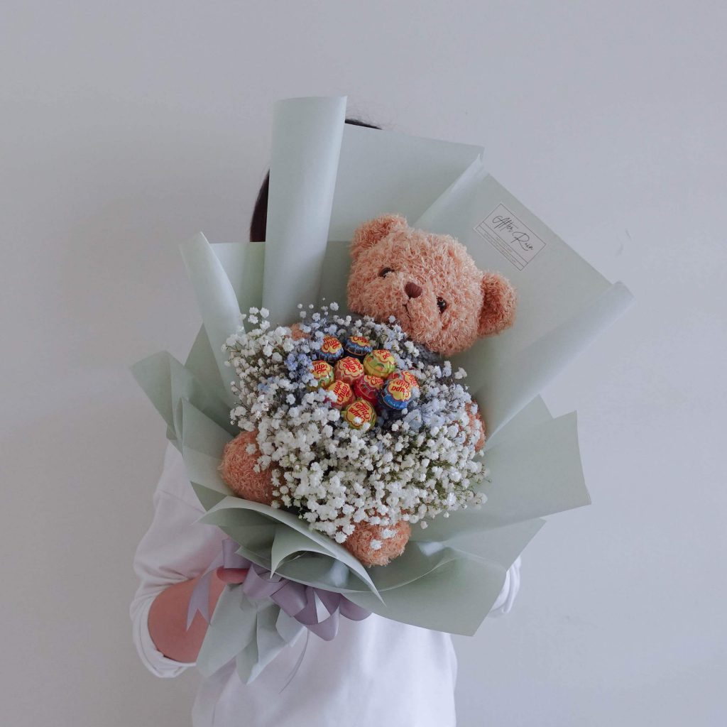 Birthday Lollipop Bear Fresh Flower Bouquet by AfterRainFLorist, PJ (Malaysia) online Florist,KL & Selangor / Klang Valley Flower Delivery Service