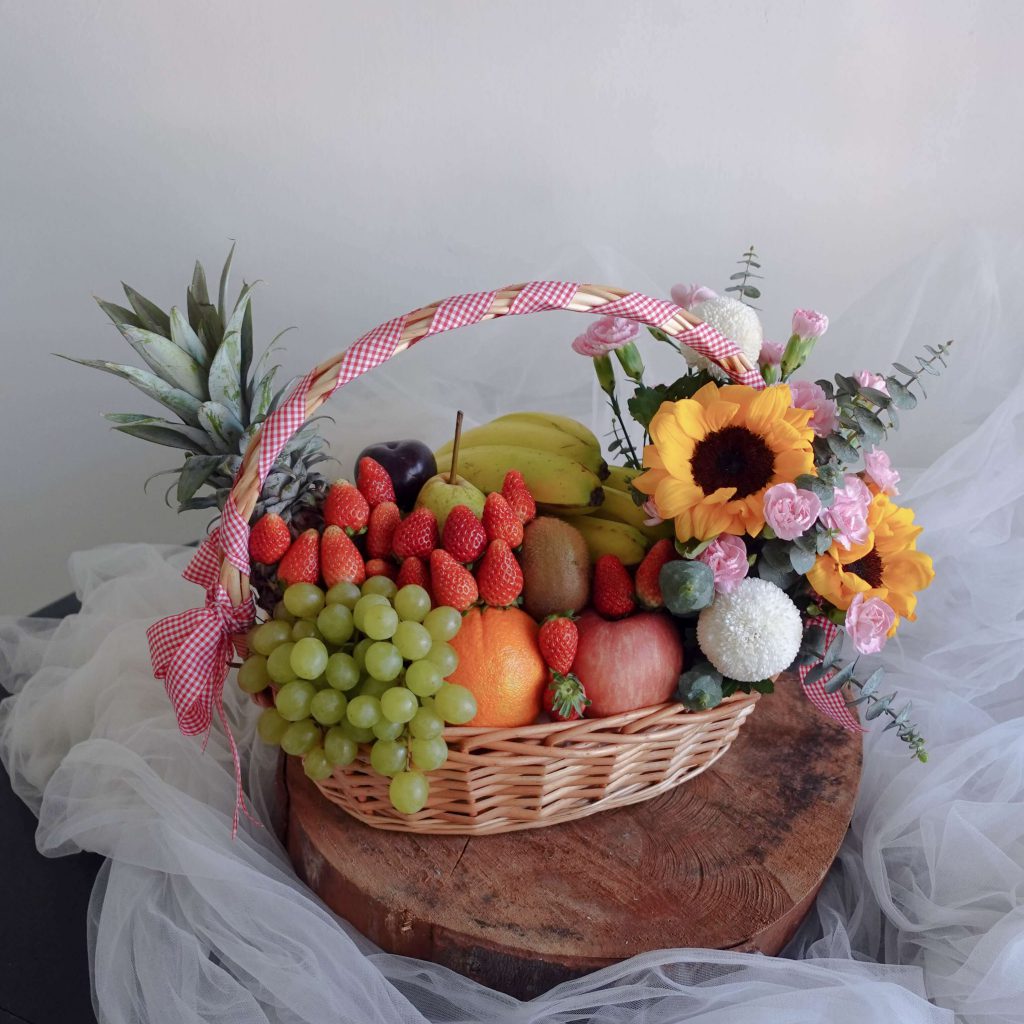 Get Well Soon Summer Fruit Basket with Flower by AfterRainFLorist, PJ (Malaysia) online Florist,KL & Selangor / Klang Valley Flower Delivery Service
