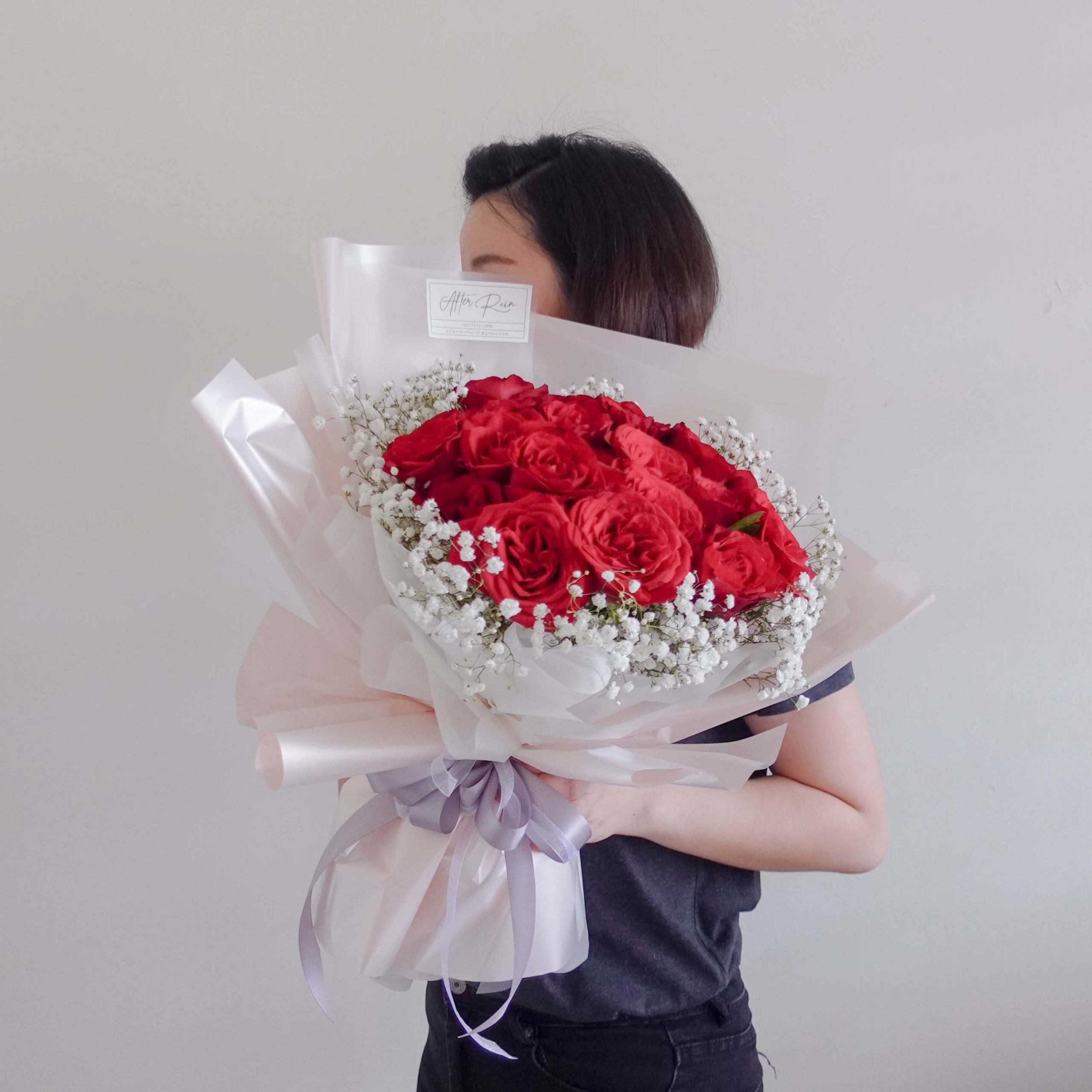 Valentine’s Day VDAY 2022 Rose with Baby Breath Bouquet by AfterRainFLorist, PJ (Malaysia) online Florist,KL & Selangor / Klang Valley Flower Delivery Service