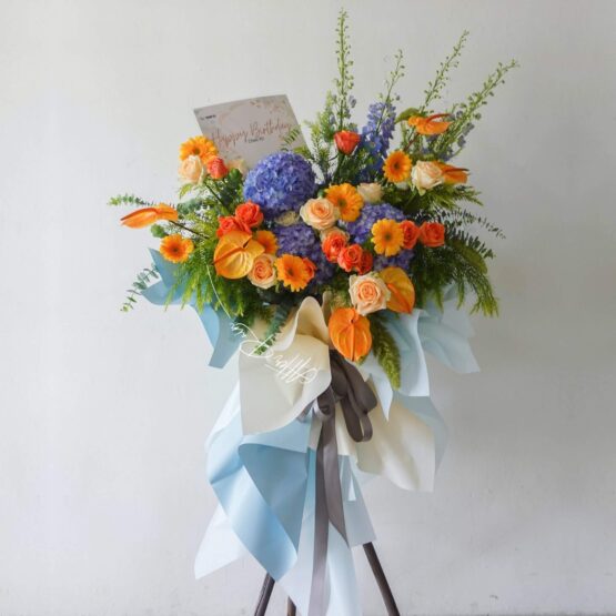AfterRainFlorist_Best_Wishes_Opening_Flower_Stand_Blue_Orange_PJ_Florist_KL_Klang_Valley_Flower_Gift_Delivery_Services