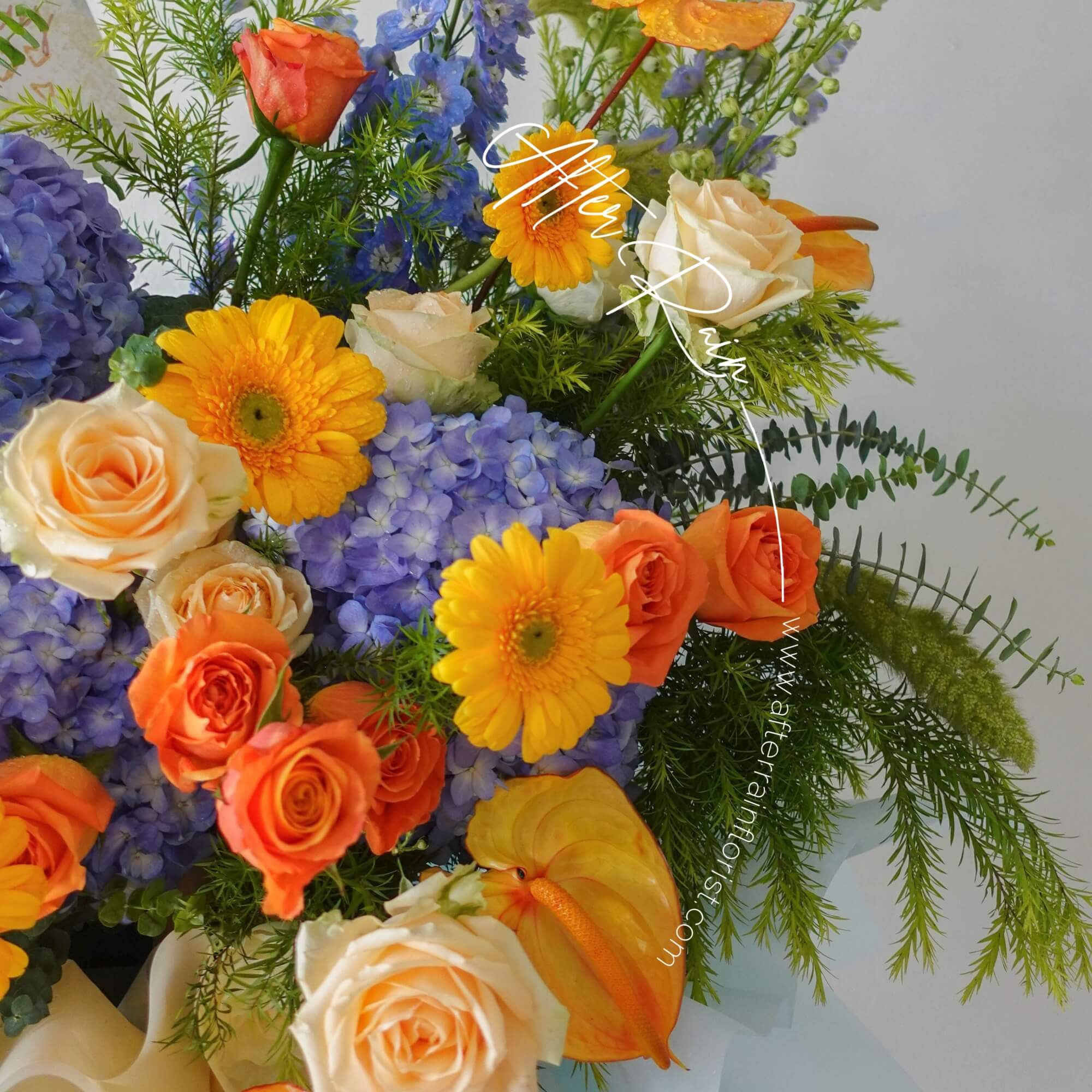 AfterRainFlorist_Best_Wishes_Opening_Flower_Stand_Blue_Orange_PJ_Florist_KL_Klang_Valley_Flower_Gift_Delivery_Services