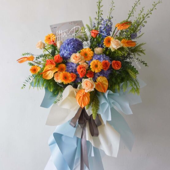 AfterRainFlorist_Best_Wishes_Opening_Flower_Stand_Blue_Orange_PJ_Florist_KL_Klang_Valley_Flower_Gift_Delivery_Services
