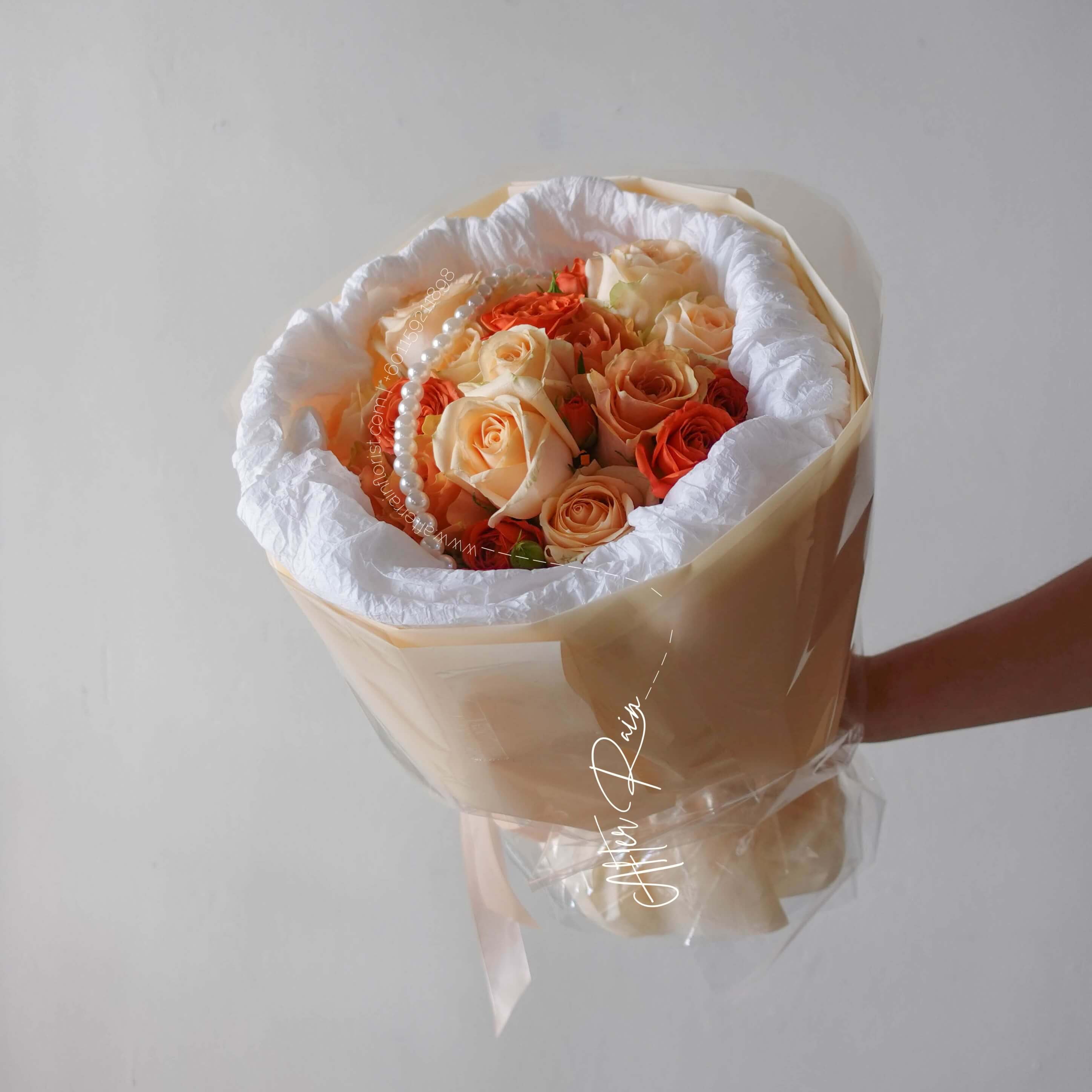 AfterRainFlorist_Birthday_Annyversary_Warm_Wishes_Orange_Theme_Rose_Fresh_Fresh_Flower_Wrapping_Hand_Bouquet_PJ_Florist_KL_Klang_Valley_Flower_Gift_Delivery_Services