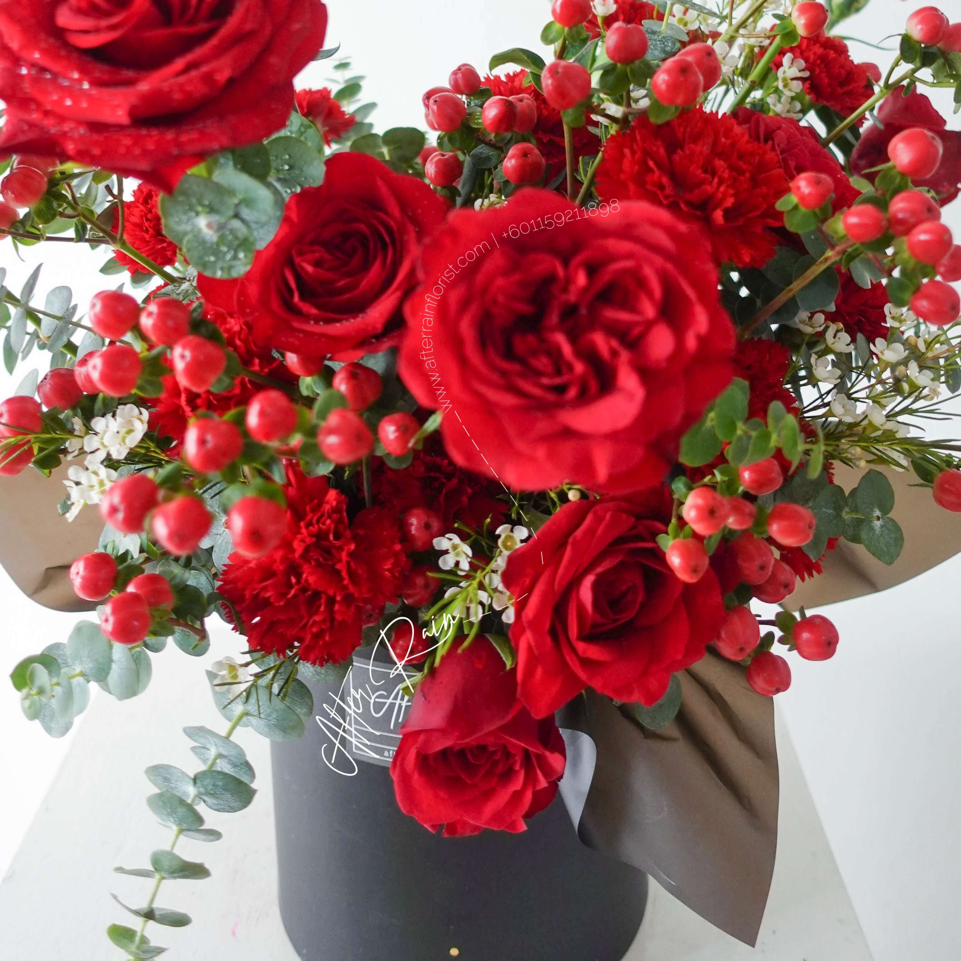 AfterRainFlorist Victory in Red Fresh Flower Congratulatory Box Florist KL Klang Valley Flower Gift Delivery Services