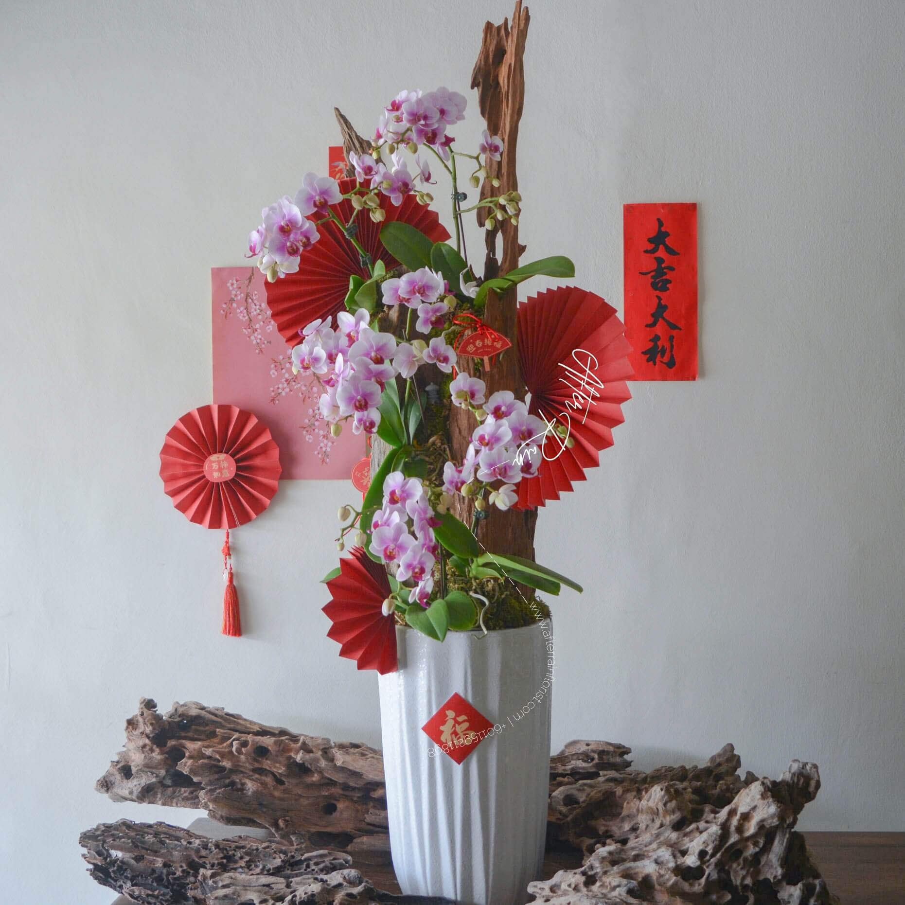 Chinese_New_Year_CNY_Giant_Big_Special_2026_Limited_edition_Prosperity_Phalaenopsis_Orchid_Driftwood_Flower_Gift_Arrangement PJ_Selangor_Florist_KL_Klang_Valley_Delivery_Services